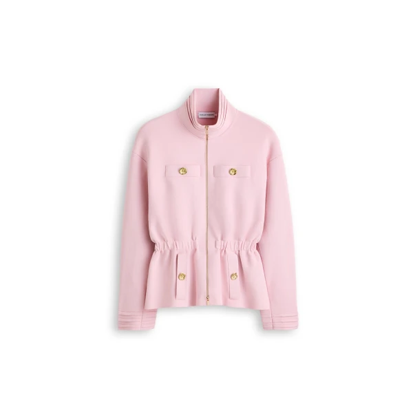 Crepe Knit Funnel Neck Jacket in Dusk