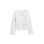 Scanlan Theodore Crepe Knit Patch Pocket Jacket in White | Jackets | Luxury Shoes 