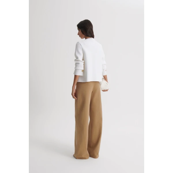 Scanlan Theodore Crepe Knit Patch Pocket Jacket in White | Jackets | Luxury Shoes 