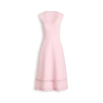 Scanlan Theodore Crepe Knit Poppy Crochet Hem Dress in Dusk | Midi Dresses | Luxury Shoes 