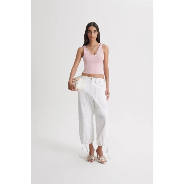 Scanlan Theodore Crepe Knit Poppy Crochet Singlet in Dusk | Tops | Luxury Shoes 