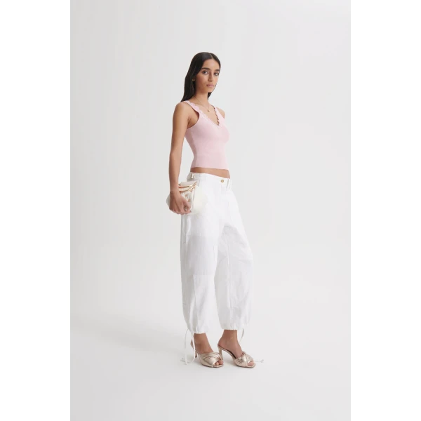 Scanlan Theodore Crepe Knit Poppy Crochet Singlet in Dusk | Tops | Luxury Shoes 