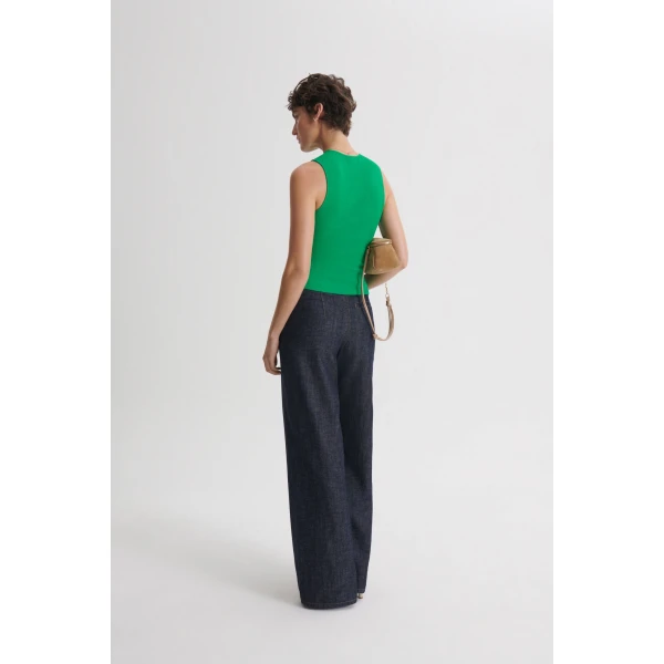 Scanlan Theodore Crepe Knit Tweed Singlet in Green