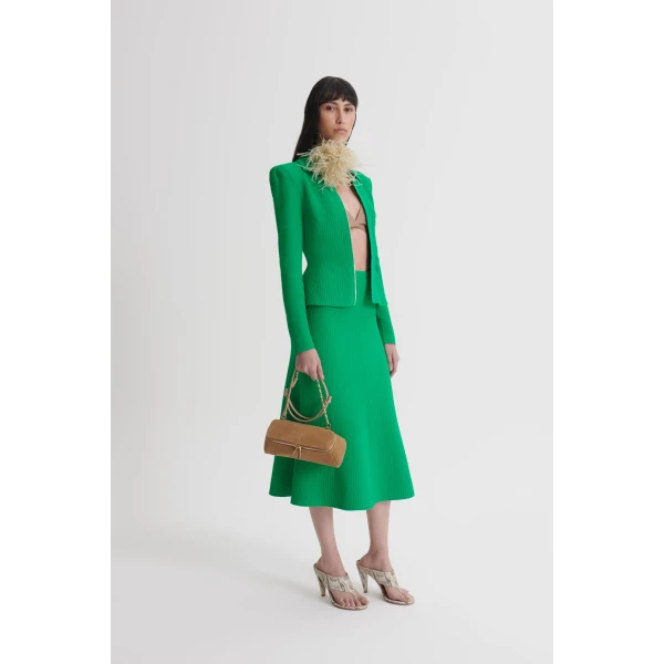 Scanlan Theodore Crepe Knit Tweed Soft Skirt in Green