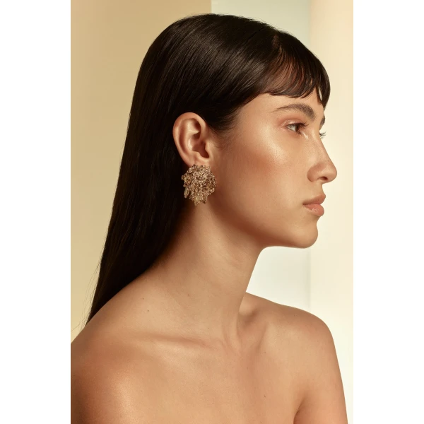 Scanlan Theodore Crystal Cascade Studs in Gold Quartz | Earrings | Luxury Shoes 