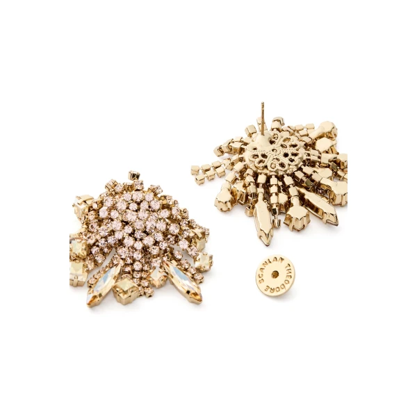 Scanlan Theodore Crystal Cascade Studs in Gold Quartz | Earrings | Luxury Shoes 