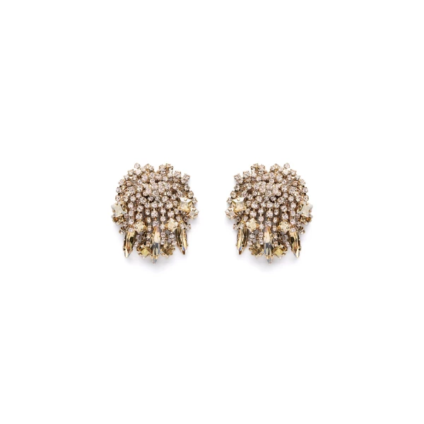 Crystal Cascade Studs in Gold Quartz
