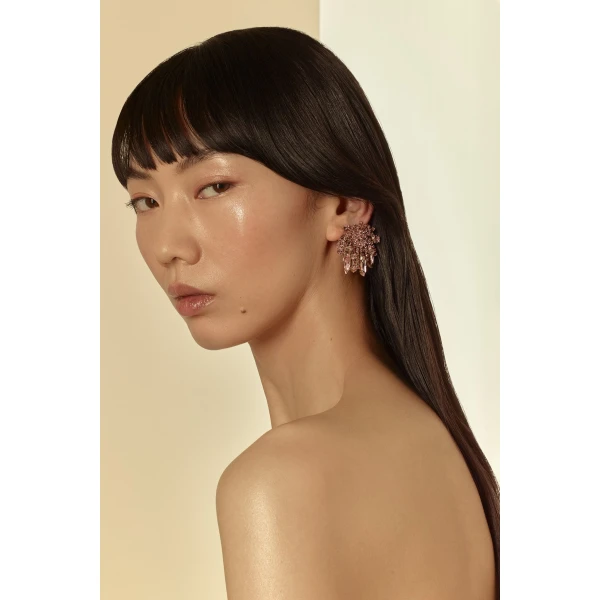 Scanlan Theodore Crystal Cascade Studs in Light Rose | Earrings | Luxury Shoes 
