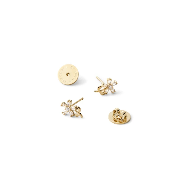 Scanlan Theodore Crystal Flower Studs in Light Gold Crystal | Earrings | Luxury Shoes 