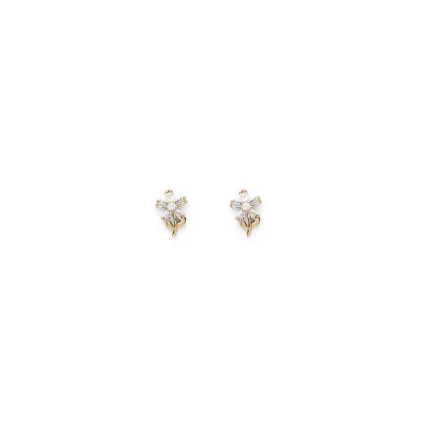 Scanlan Theodore Crystal Flower Studs in Light Gold Crystal | Earrings | Luxury Shoes 