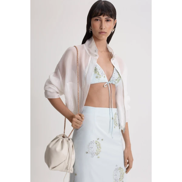 Scanlan Theodore Dandelion Jacquard Pencil Skirt in Sky Blue
