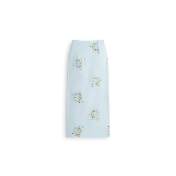 Dandelion Jacquard Pencil Skirt in Sky Blue