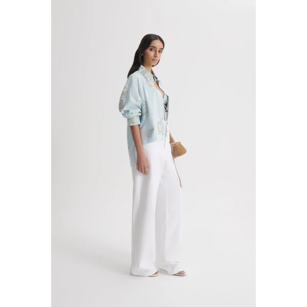 Scanlan Theodore Dandelion Jacquard Shirt in Sky Blue