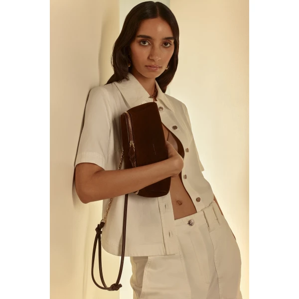 Scanlan Theodore Denim Short Sleeve Shirt in White | Tops | Luxury Shoes 