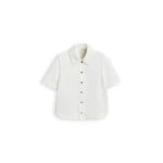 Scanlan Theodore Denim Short Sleeve Shirt in White | Tops | Luxury Shoes 
