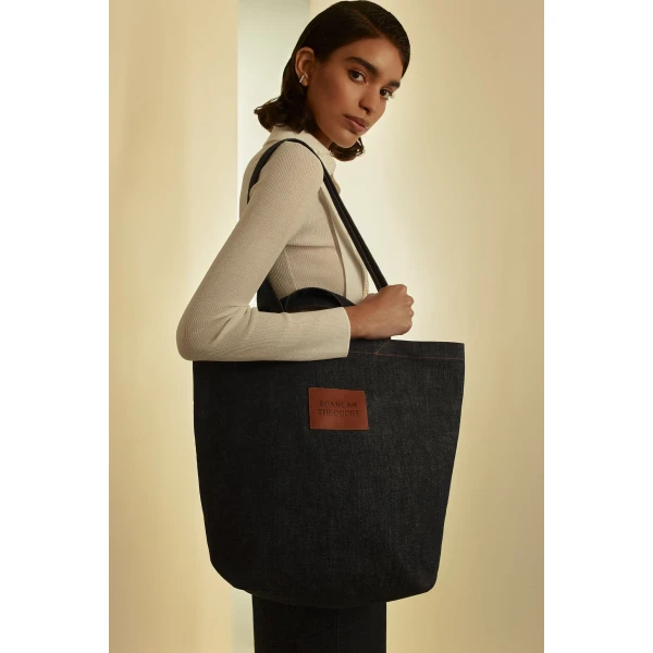 Scanlan Theodore Denim Tote in Indigo | Totes & Top-Handle Bags | Luxury Shoes 