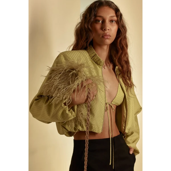 Scanlan Theodore Feather Bucket Bag in Pistachio | Bucket Bags | Luxury Shoes 