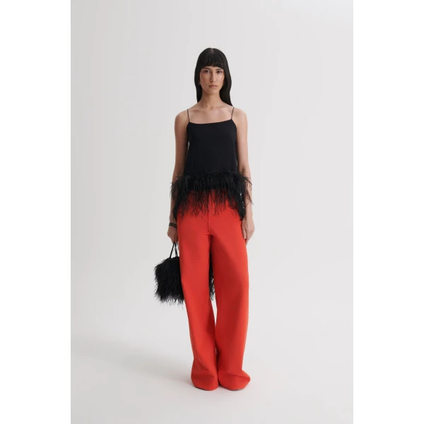 Scanlan Theodore Feather Silk Top in Black | Tops | Luxury Shoes 