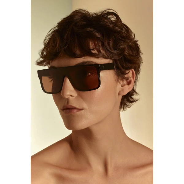 Scanlan Theodore Flat Top Sunglasses in Black Brown | Sunglasses | Luxury Shoes 