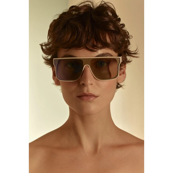 Scanlan Theodore Flat Top Sunglasses in Cream Purple | Sunglasses | Luxury Shoes 