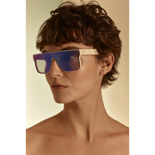 Scanlan Theodore Flat Top Sunglasses in Cream Purple | Sunglasses | Luxury Shoes 