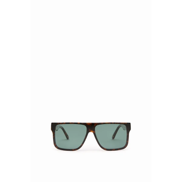 Flat Top Sunglasses in Tortoise Green