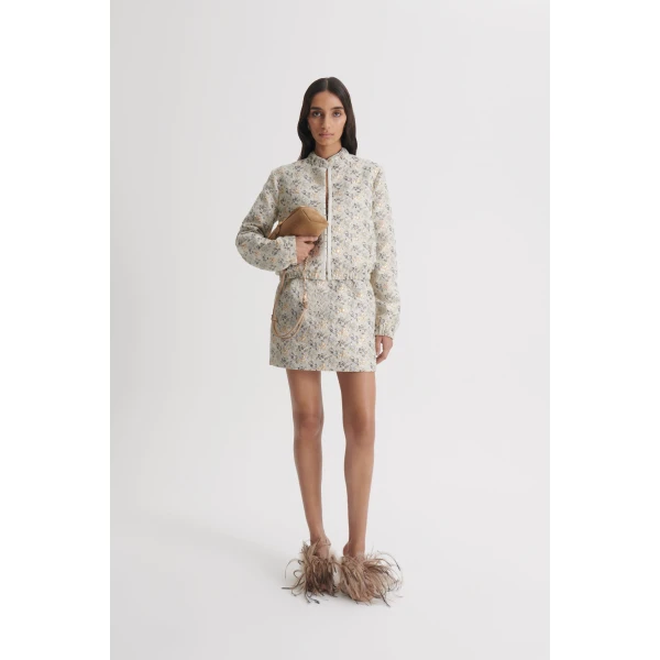 Scanlan Theodore French Brocade Bomber in Champagne | Jackets | Luxury Shoes 