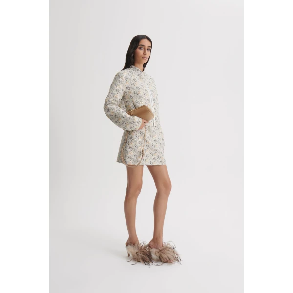 Scanlan Theodore French Brocade Bomber in Champagne | Jackets | Luxury Shoes 