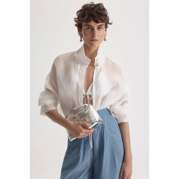 Scanlan Theodore Gingham Pleat Trouser in Blue | Pants | Luxury Shoes 