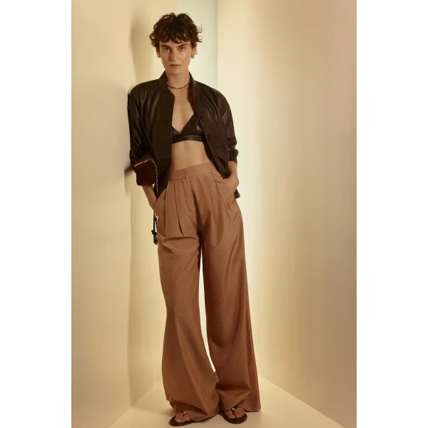 Scanlan Theodore Gingham Pleat Trouser in Honey | Pants | Luxury Shoes 