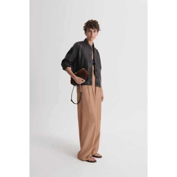 Scanlan Theodore Gingham Pleat Trouser in Honey | Pants | Luxury Shoes 