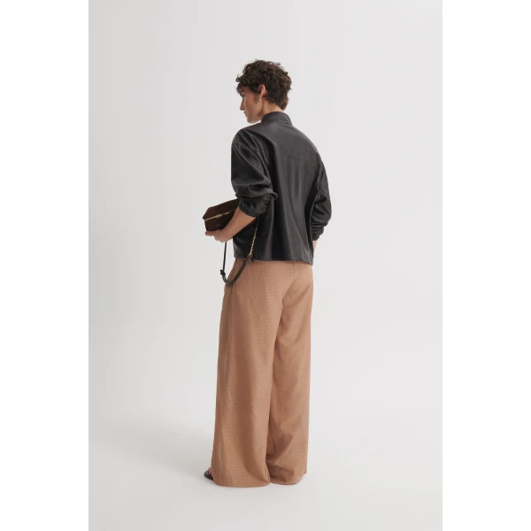 Scanlan Theodore Gingham Pleat Trouser in Honey | Pants | Luxury Shoes 