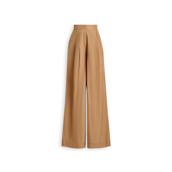 Gingham Pleat Trouser in Honey