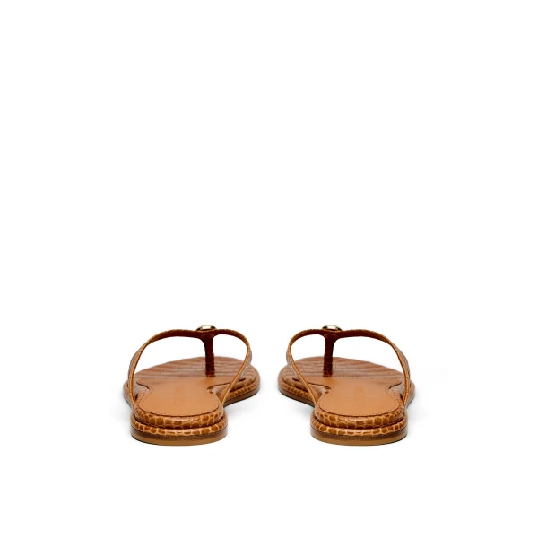 Scanlan Theodore Ilios Croc Flat Sandal in Almond