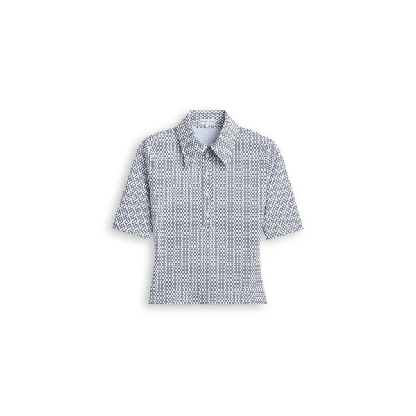Italian Chain Print Shirt in White Navy