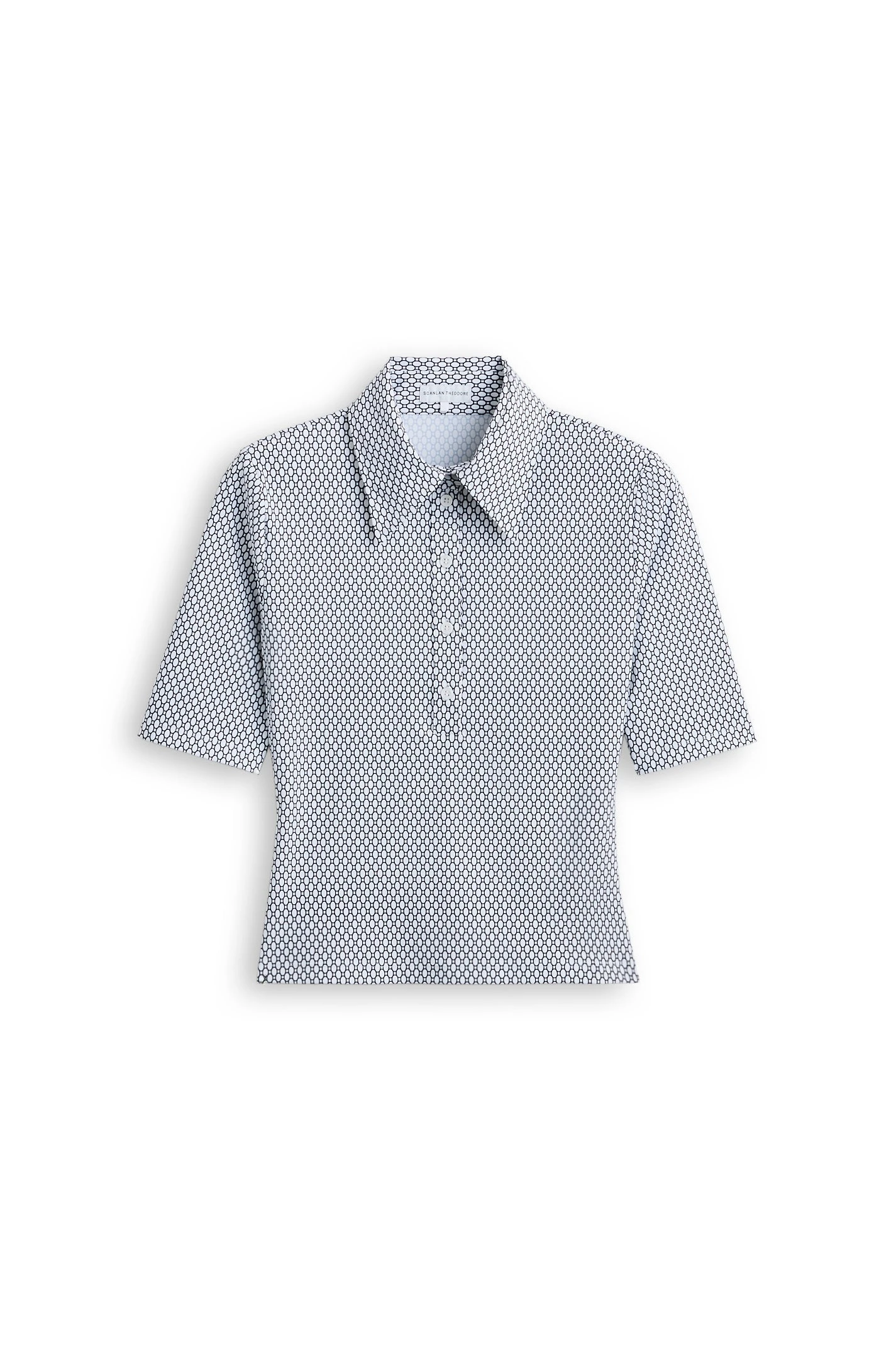 Scanlan Theodore Italian Chain Print Shirt in White Navy Scanlan Theodore Italian Chain Print Shirt in White Navy | Tops | Luxury Shoes