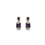 Scanlan Theodore Italian Crystal Drop Earrings in Purple Velvet | Earrings | Luxury Shoes 
