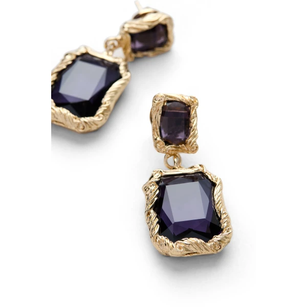 Scanlan Theodore Italian Crystal Drop Earrings in Purple Velvet | Earrings | Luxury Shoes 