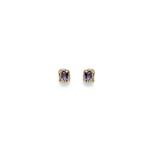 Scanlan Theodore Italian Crystal Studs in Purple Velvet | Earrings | Luxury Shoes 