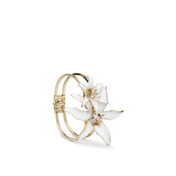 Italian Enamel Lily Cuff in Bianco
