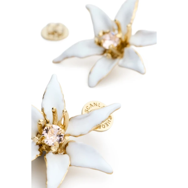 Scanlan Theodore Italian Enamel Lily Earrings in Bianco