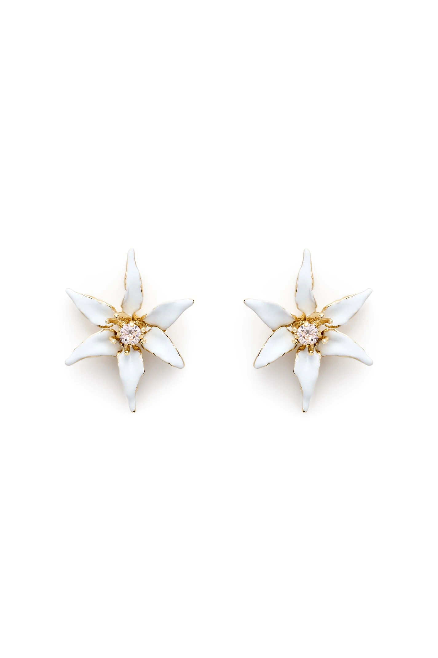 Scanlan Theodore Italian Enamel Lily Earrings in Bianco at Luxury Shoes Scanlan Theodore Italian Enamel Lily Earrings in Bianco