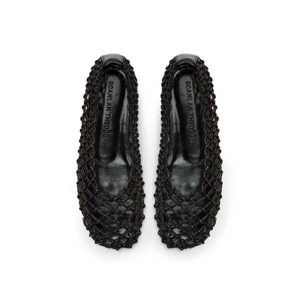 Scanlan Theodore Italian Knotted Flat in Black | Flats | Luxury Shoes 