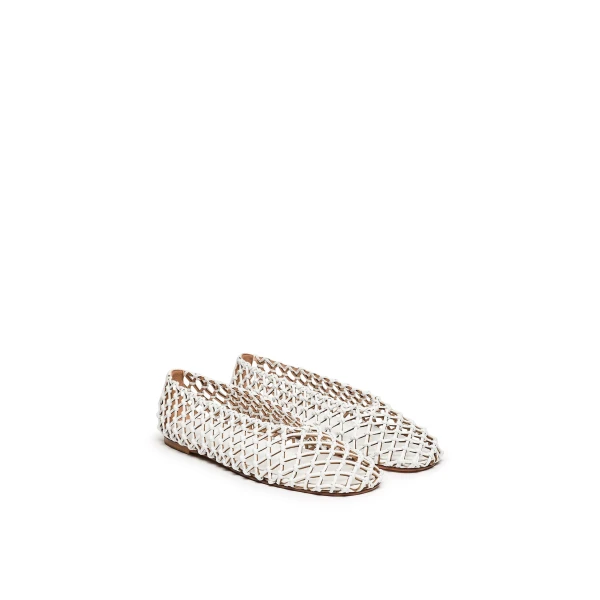 Scanlan Theodore Italian Knotted Flat in White | Flats | Luxury Shoes 
