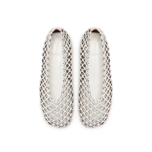 Scanlan Theodore Italian Knotted Flat in White | Flats | Luxury Shoes 