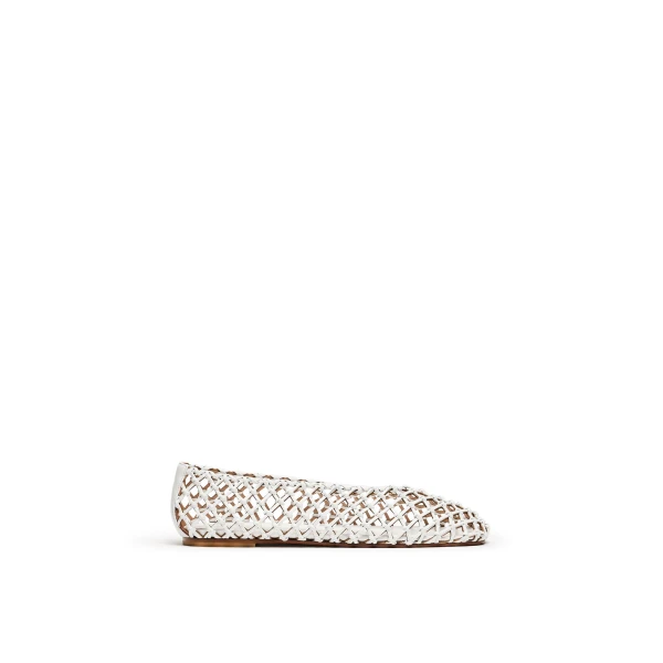 Scanlan Theodore Italian Knotted Flat in White | Flats | Luxury Shoes 