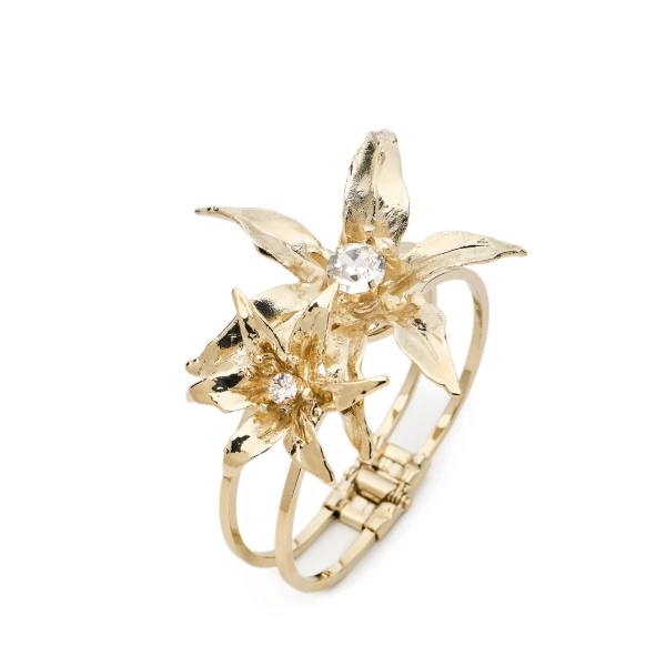 Scanlan Theodore Italian Lily Cuff in Light Gold Crystal | Cuffs | Luxury Shoes 