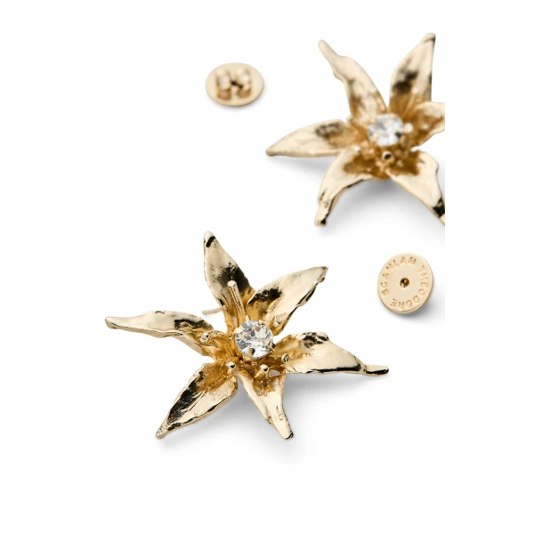 Scanlan Theodore Italian Lily Earrings in Light Gold Crystal | Earrings | Luxury Shoes 