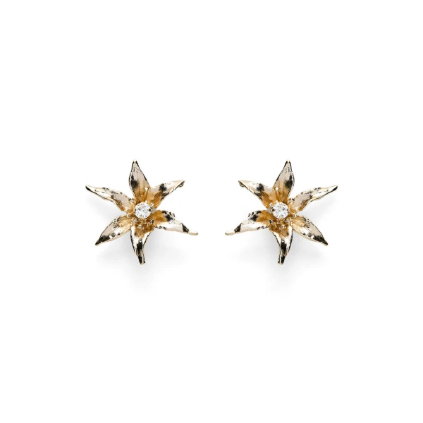 Italian Lily Earrings in Light Gold Crystal