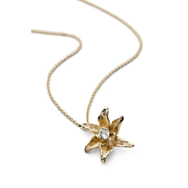 Scanlan Theodore Italian Lily Pendant Necklace in Light Gold Crystal | Necklace | Luxury Shoes 